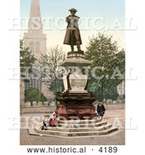 Historical Photochrom of the Statue of John Howard near St Pauls Church in Bedford Bedfordshire England UK by Al