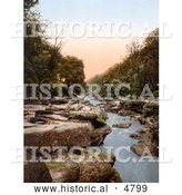 Historical Photochrom of the Strid in the Bolton Woods, Bolton, Greater Manchester, North West England by Al