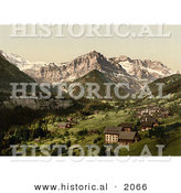Historical Photochrom of the Village of Champery, Switzerland by Al