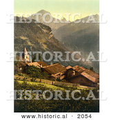 Historical Photochrom of the Village of Gryon, Switzerland by Al