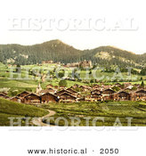 Historical Photochrom of the Village of Leysin, Switzerland by Al