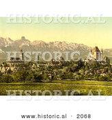 Historical Photochrom of the Village of Thun, Switzerland by Al
