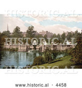 Historical Photochrom of the Water Fountain in the Kensington Gardens at the Palace in London England by Al