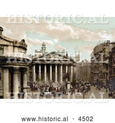 Historical Photochrom of the Wellington Statue Outside the Royal Exchange in London, England by Al