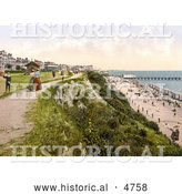 Historical Photochrom of the West Cliff of Clacton-on-Sea on the Tendring Peninsula, Essex, England by Al