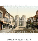 Historical Photochrom of the West Gate to the City of Canterbury, Kent, England, UK by Al