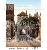 Historical Photochrom of the Westgate in Southampton, England by Al