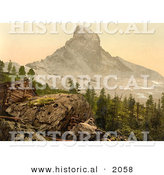 Historical Photochrom of the Zermatt House and Matterhorn Mountain by Al