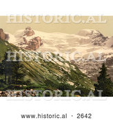 Historical Photochrom of Titlus Mountain in Switzerland by Al