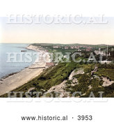 Historical Photochrom of Totland on the Colwell Bay Isle of Wight England by Al