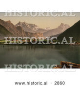 Historical Photochrom of Veblungsnaes and Romsdalshorn, Romsdalen, Norway by Al