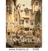 Historical Photochrom of Venetian Courtyard, Venice, Italy by Al