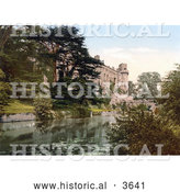 Historical Photochrom of Warwick Castle on the River Avon in Warwick Warwickshire West Midlands England UK by Al