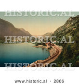 Historical Photochrom of Waterfront Road, Dalen, Telemark, Norway, by Al