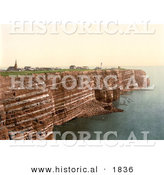 Historical Photochrom of West Beach and Oberland of Heligoland, Germany by Al