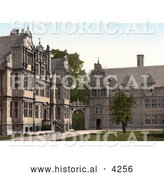 Historical Photochrom of Worchester College, Oxford, Oxfordshire, England by Al