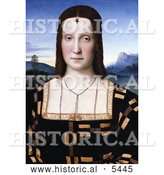 Historical Portrait Illustration of Elisabetta Gonzaga Wearing a Scorpion Diadem, by Raphael Sanzio by Al