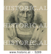 Historical Portrait of Christopher Columbus Facing Front and Resting His Hand over America on a Globe by Al