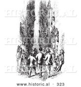Historical Vector Illustration of a Busy Quarter in the City of Frankfort - Black and White Version by Al