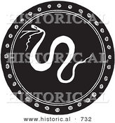 Historical Vector Illustration of a Greek Snake Shield - Black and White Version by Al
