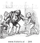 Historical Vector Illustration of a Man Getting Dressed - Black and White Version by Al