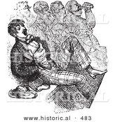 Historical Vector Illustration of a Man Sitting with a Crowd of People at a Opera - Black and White Version by Al