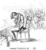 Historical Vector Illustration of a Man Sleeping in a Chair - Black and White Version by Al