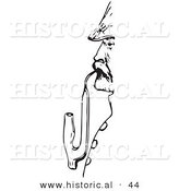 Historical Vector Illustration of a Man Smoking an Old Pipe - Black and White Version by Al