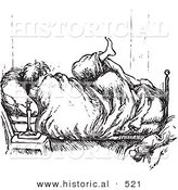 Historical Vector Illustration of a Man Tangled in Blankets While Trying T Sleep - Black and White Version by Al