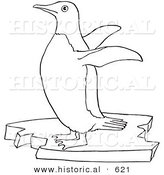 Historical Vector Illustration of a Penguin Flapping Its Wings - Outlined Version by Al
