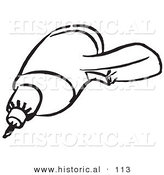Historical Vector Illustration of a Power Drill on Its Side - Black and White Outlined Version by Al