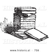 Historical Vector Illustration of a Stack of Old Books - Black and White Version by Al