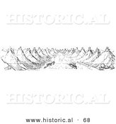 Historical Vector Illustration of Boats on the Rhine River - Black and White Version by Al