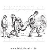 Historical Vector Illustration of Friends Carrying Their Passed out Friend - Black and White Version by Al