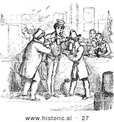 Historical Vector Illustration of Men Drinking at a Bar - Black and White Version by Al