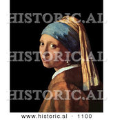 Historical Vector Illustration of Woman Looking over Her Shoulder - Girl with a Pearl Earring - Johannes Vermeer by Al