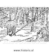 Illustration of a Balance Pole Animal Trap - Black and White by Al