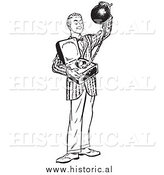Illustration of a Grinning Young Man Offering a Heavy Ball and Chain Attached to a Commitment by Al