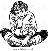 Illustration of a Mad Teen Girl Sitting on the Floor with a Bad Attitude by Al