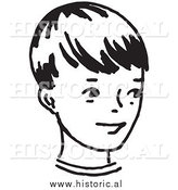 Illustration of a Smiling Little Boy - Retro Black and White Version by Al