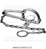 Illustration of a Steel Trap for Wolves - Black and White by Al