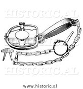 Illustration of a Steel Trap to Catch Muskrats, Minks, Skunks, and Raccoons - Black and White by Al