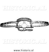 Illustration of an Old Steel Clamping Trap for Bears - Black and White by Al