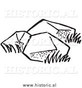 Illustration of Three Big Boulders - Black and White by Al