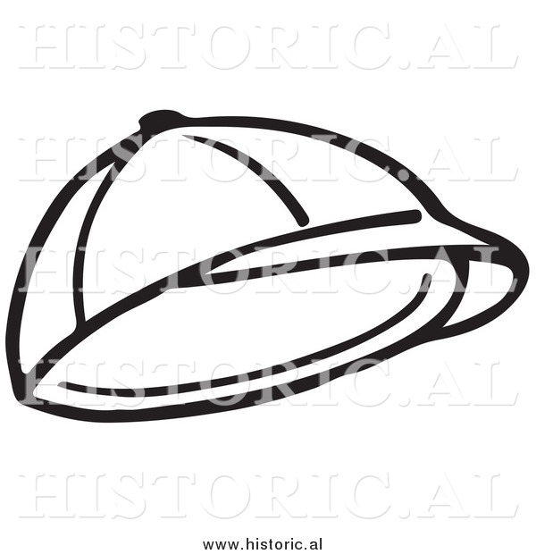 Clipart of a Child's Hat - Black and White Line Drawing