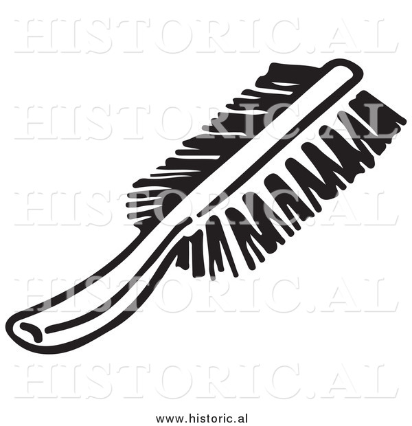 Clipart of a Hair Brush - Black and White Line Drawing