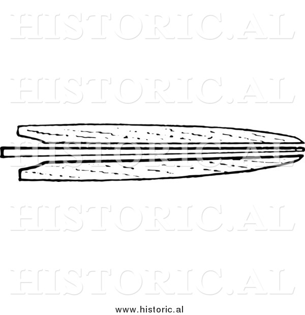 Clipart of a Mink Fur Pattern Stretching Board Tool - Black and White Line Art