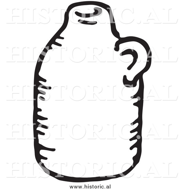 Clipart of a Potter Jug - Black and White Line Drawing