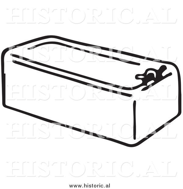 Clipart of an Old Bath Tub - Black and White Drawing