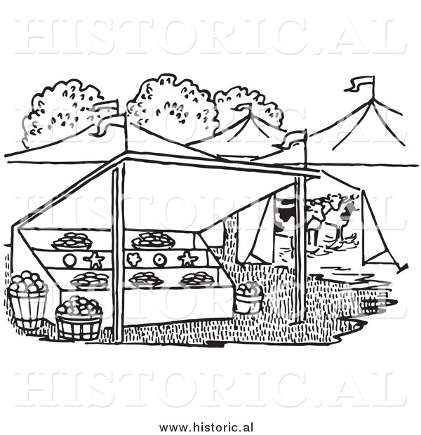Historical Clipart of Farmers Market - Black and White